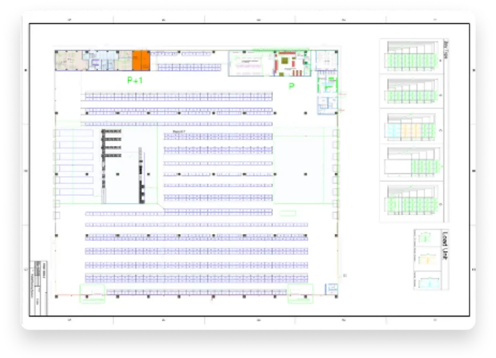 Design is ready
After receiving your equipment data, our platform generates the best technical layout. It helps you to visualize your equipment request.